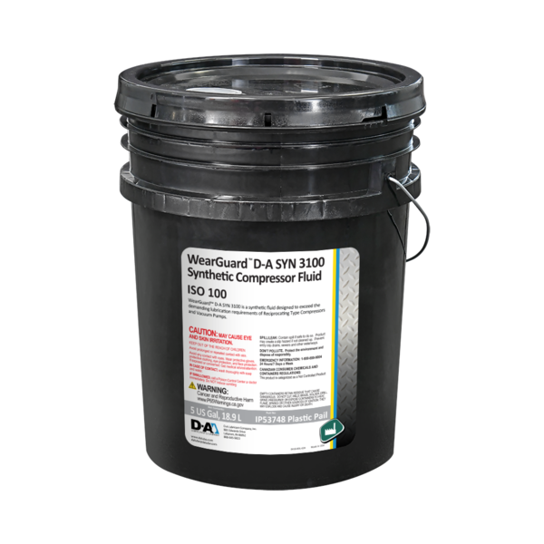 D-A Lubricant Co D-A WearGuard SYN 3100 Syn Blend Compressor Oil SAE 100 - 5 Gal Pail IP53748
